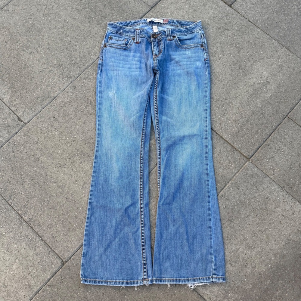 Aeropostale Bailey Skinny Flare Jeans Medium Wash Low Rise Y2K Size 5/6 Regular